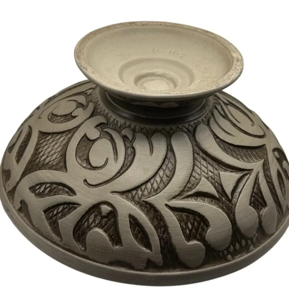 California Art Pottery Pedestal Bowl R-192 USA Drip Glaze Textured Vintage MCM